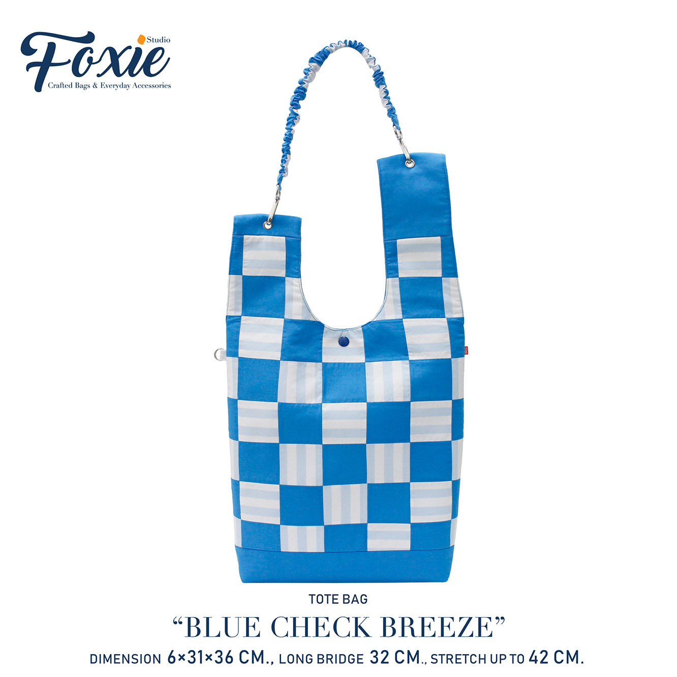 Tote Bags : Blue Checkered Stripe - Blue/White
