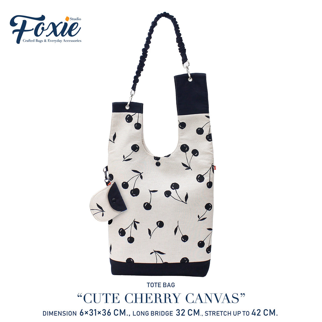 Tote Bags : Black Cheery Canvas - Black/Tan