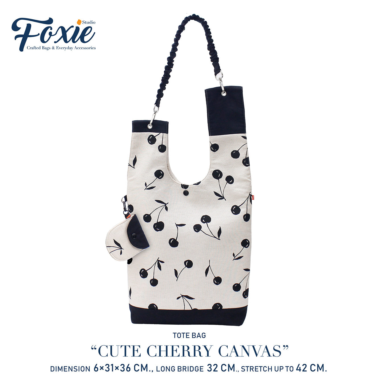 Tote Bags : Black Cheery Canvas - Black/Tan