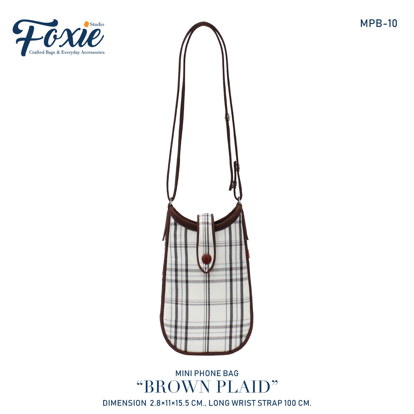 Mini Phone Crossbody Bags : Brown Plaid Stripe-Brown