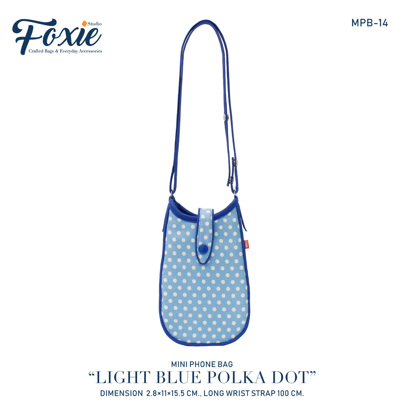 Mini Phone Crossbody Bags : Light Blue Polka Dots-Blue