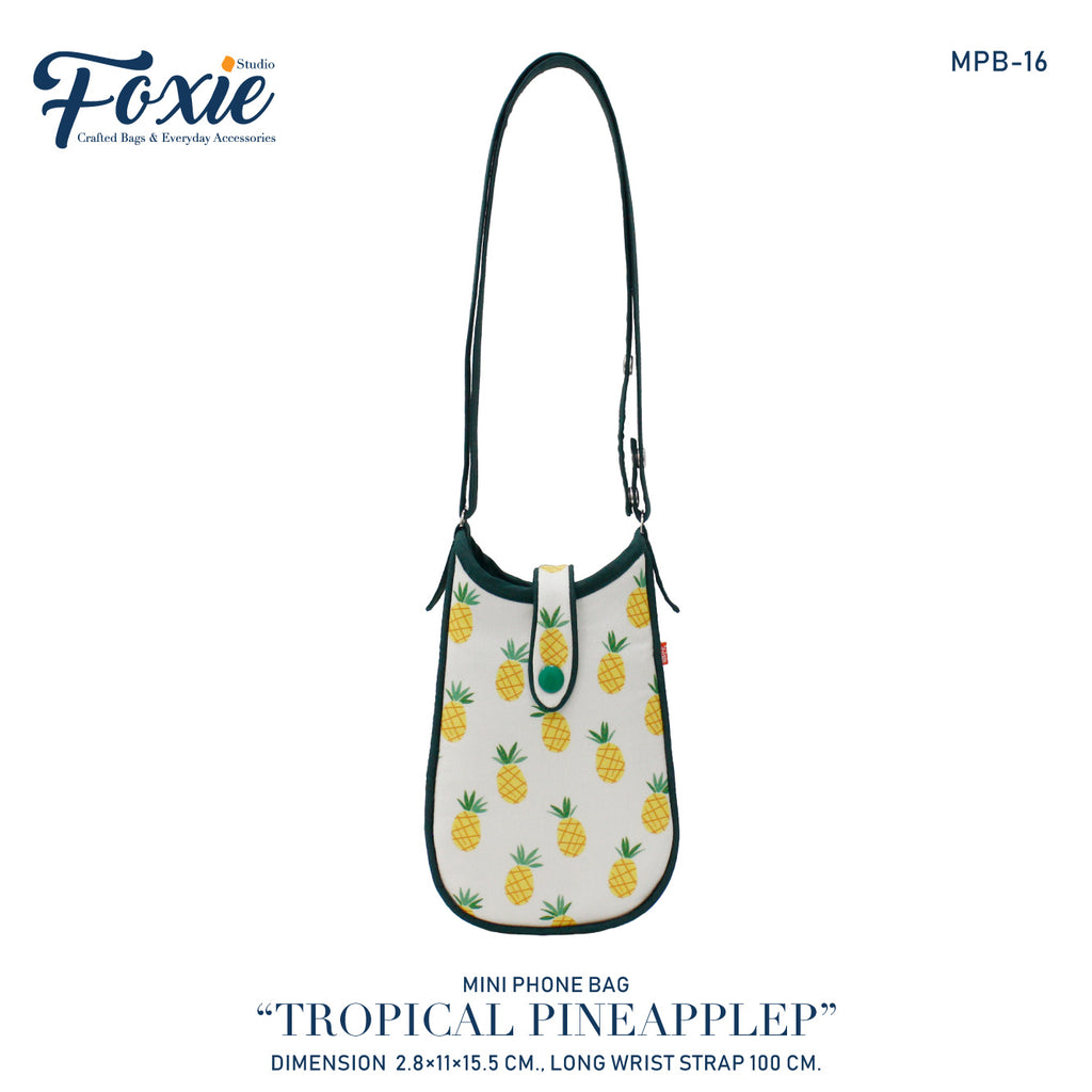 Mini Phone Crossbody Bags : Tropical Pineapple-Green/Yellow