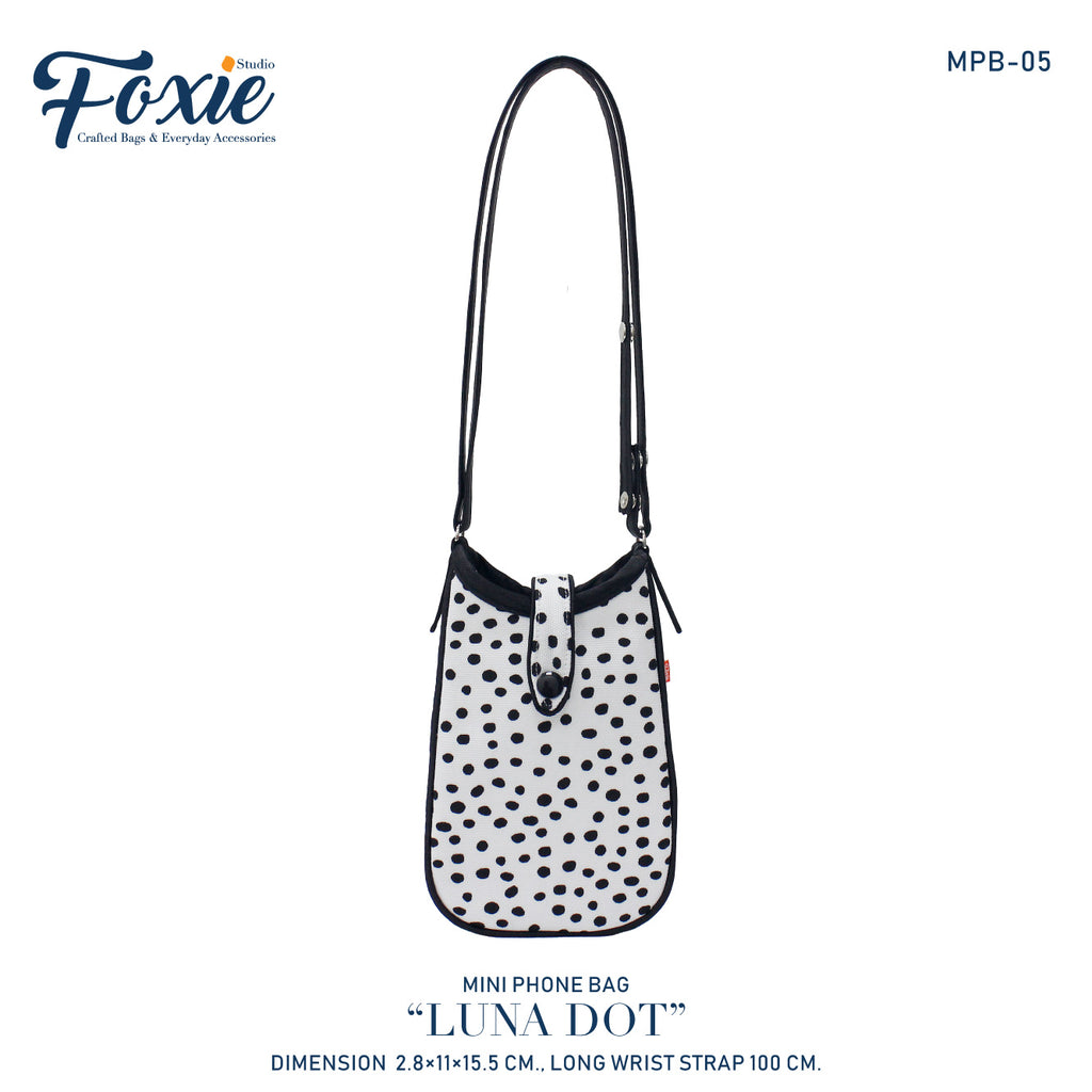 Mini Phone Crossbody Bags : Polka Dot - White/Black