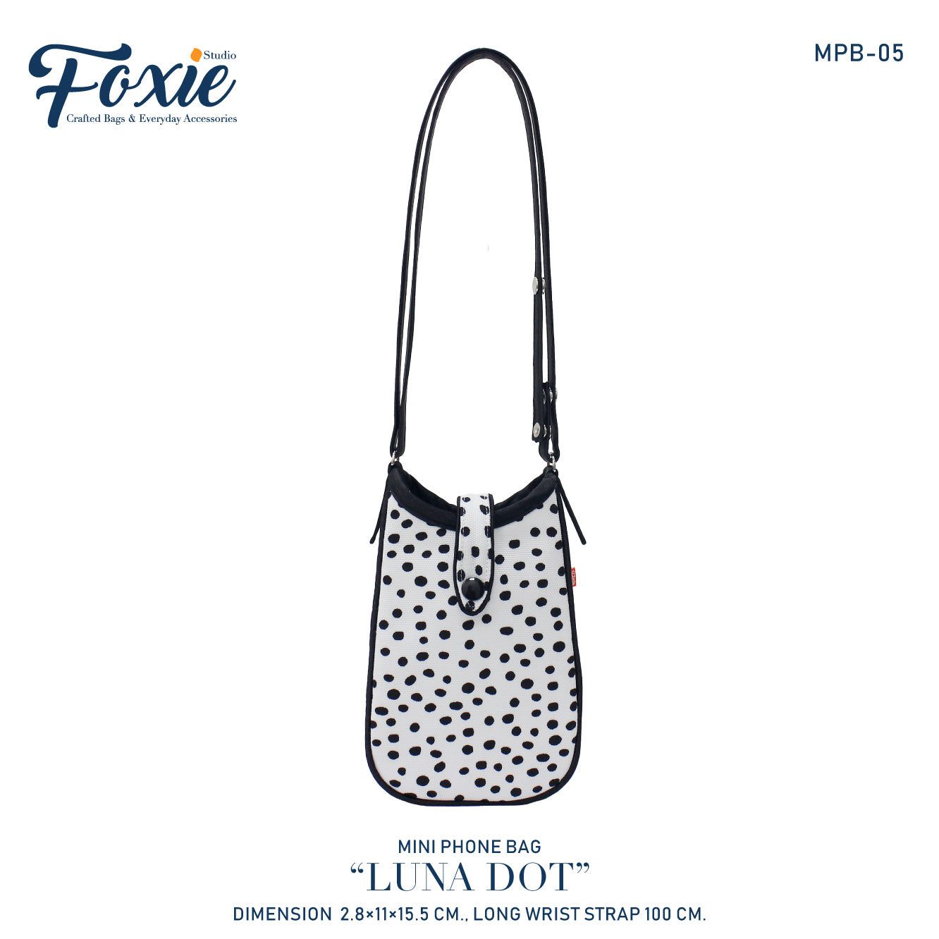 Mini Phone Crossbody Bags : Polka Dot - White/Black