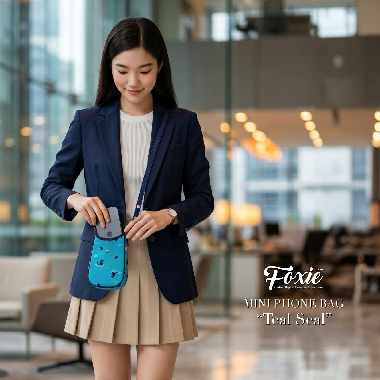 Mini Phone Crossbody Bags : Teal Seal