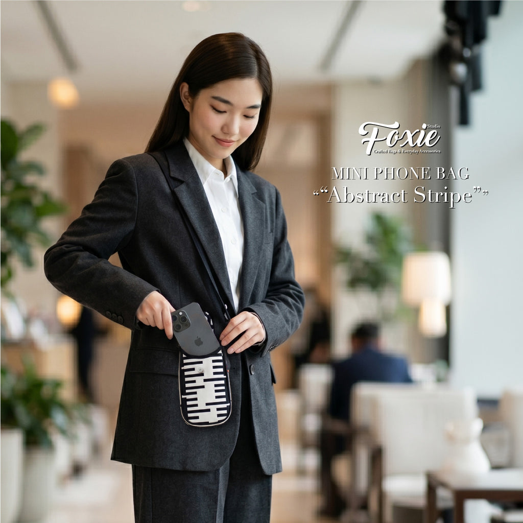 Mini Phone Crossbody Bags : Black/White Stripe