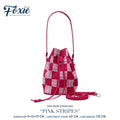 Mini Drawstring Bag : Pink Checkered Stripe