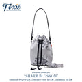 Mini Drawstring Bag : Silver Bloossom-Black/Silver