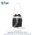 Mini Drawstring Bag : Midnight Polka Dot-Black/White