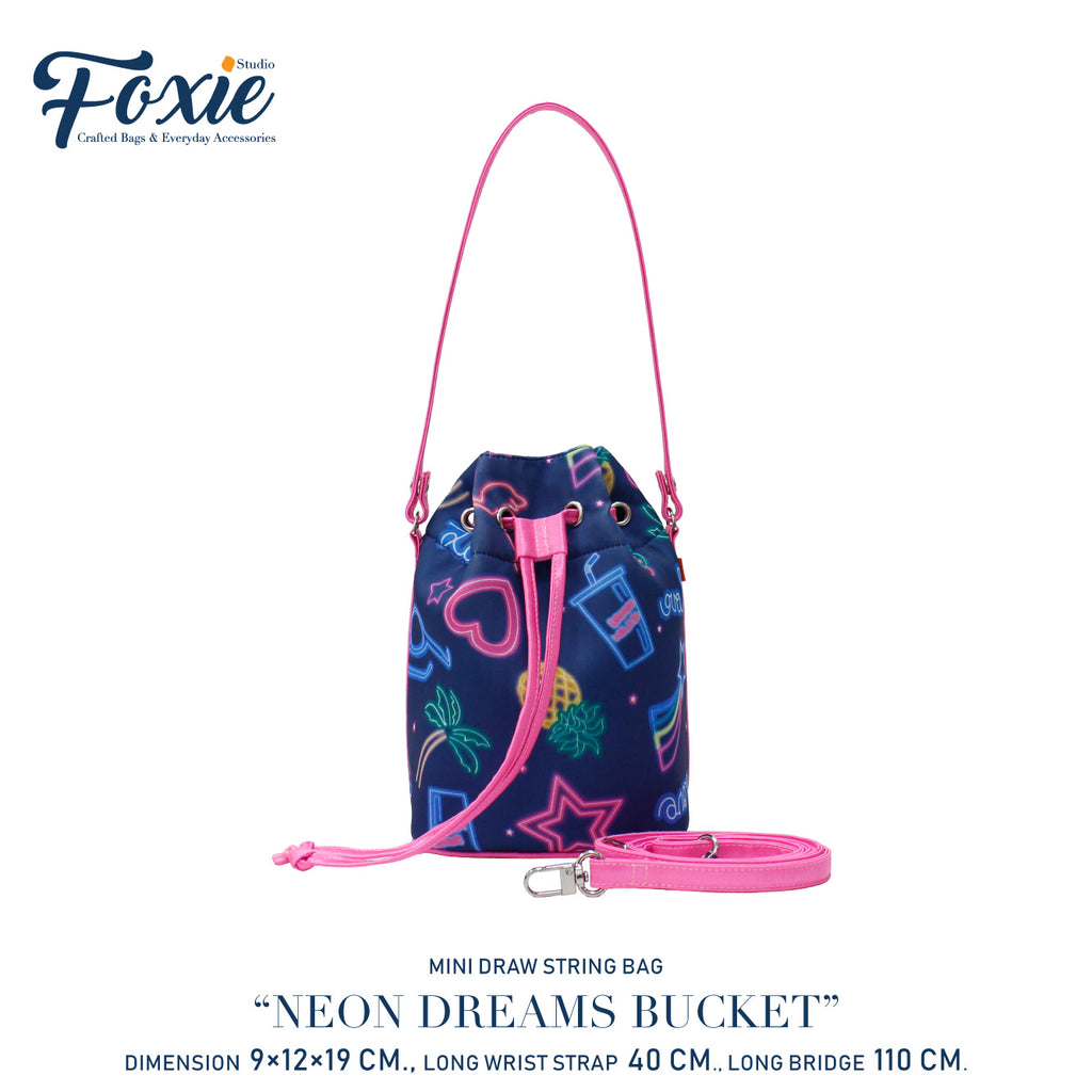 Mini Drawstring Bag : Neon Dream - Rainbow Color