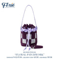Mini Drawstring Bag : Purple Floral Patchwork - Purple