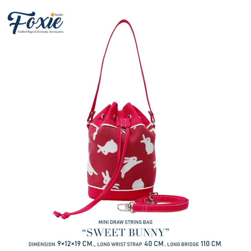 Mini Drawstring Bag : Sweet Bunny - Pink