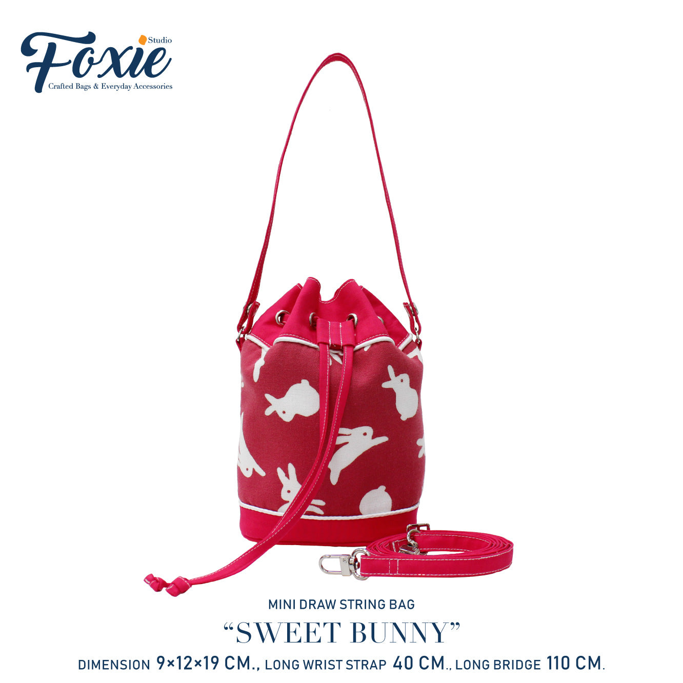 Mini Drawstring Bag : Sweet Bunny - Pink