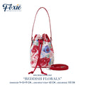 Mini Drawstring Bag : Reddish Florals - Red/Flower