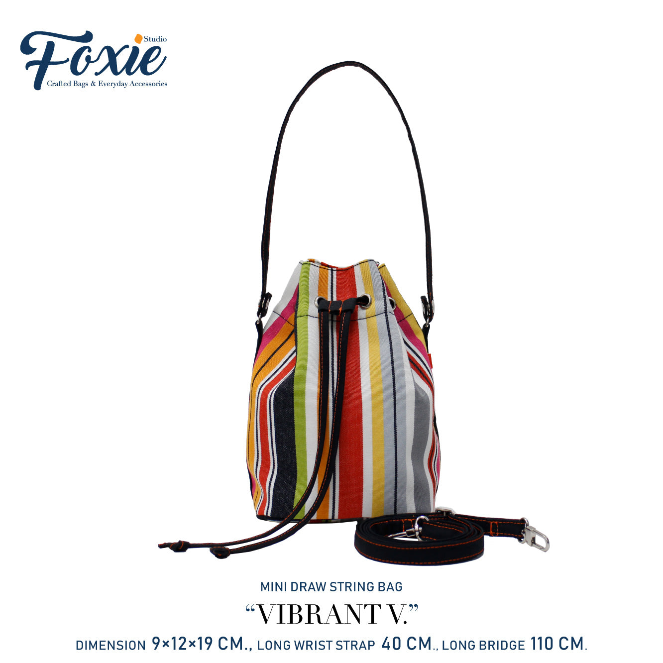 Mini Drawstring Bag : Colorful Vibrant Stripe