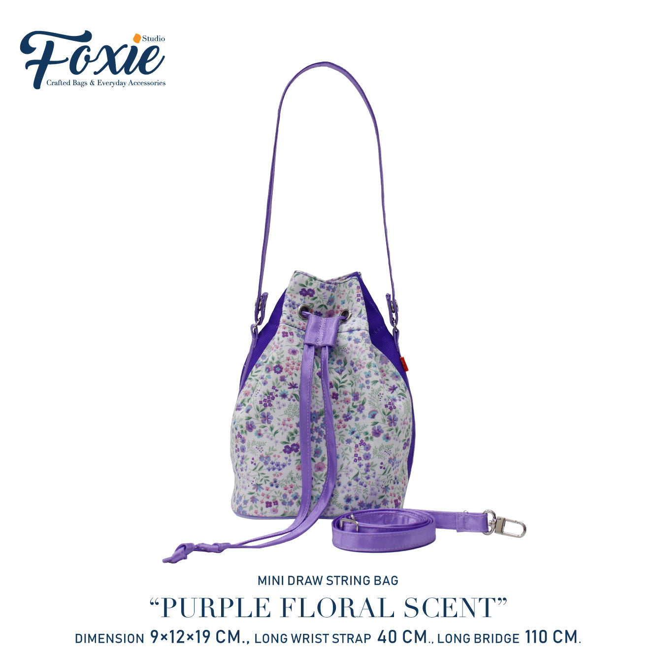 Mini Drawstring Bag : Purple Floral Scent