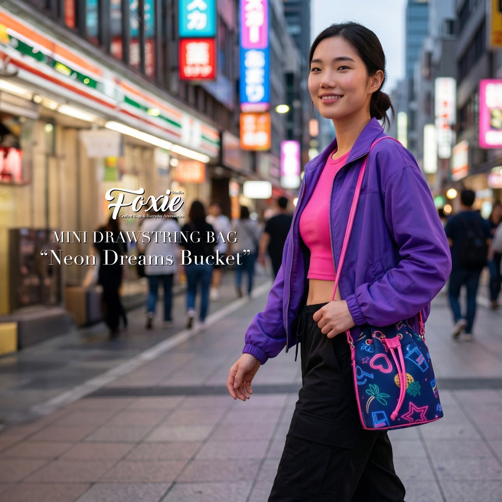 Mini Drawstring Bag : Neon Dream - Rainbow Color