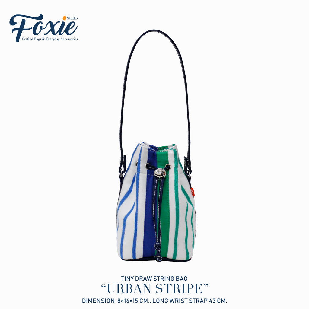 Tiny Drawstring Bags : Urban Stripe - Blue/Green