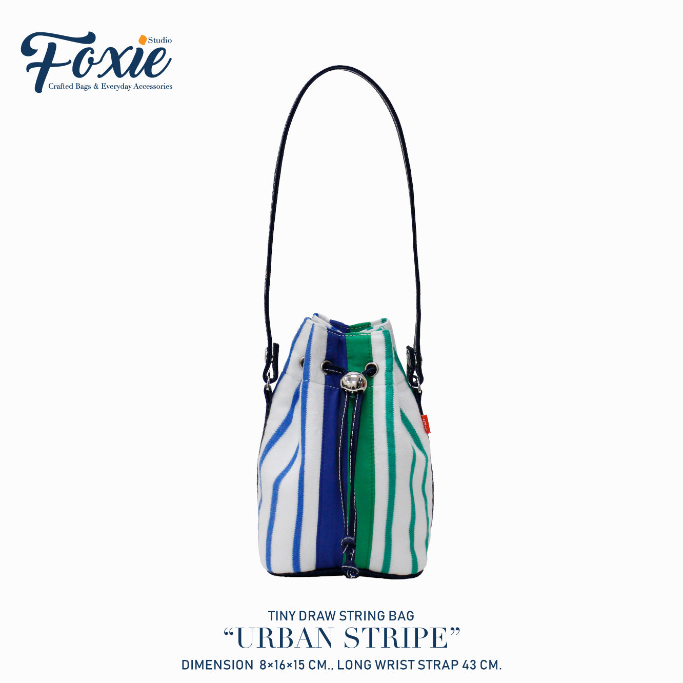 Tiny Drawstring Bags : Urban Stripe - Blue/Green