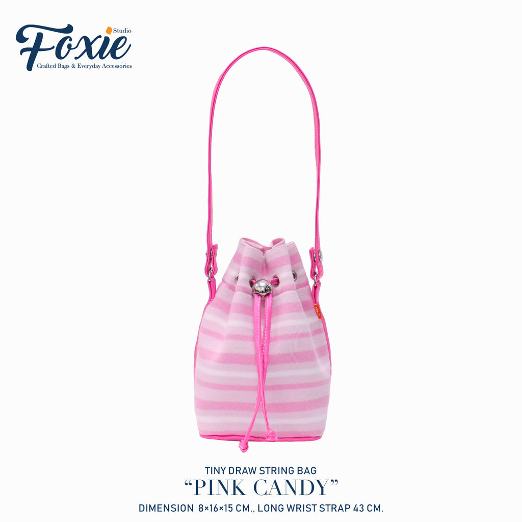 Tiny Drawstring Bags : Pink Candy Stripe - Pink
