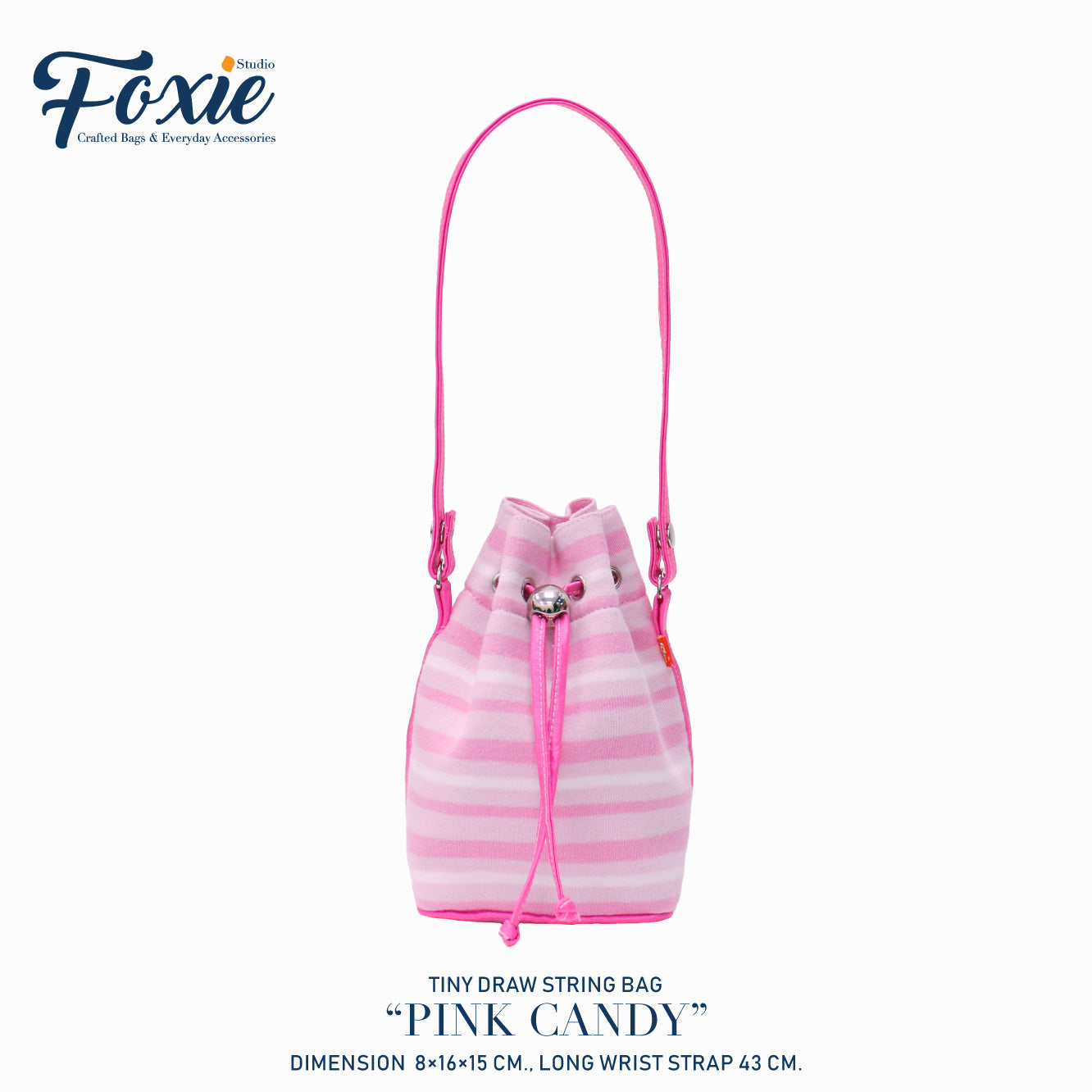 Tiny Drawstring Bags : Pink Candy Stripe - Pink