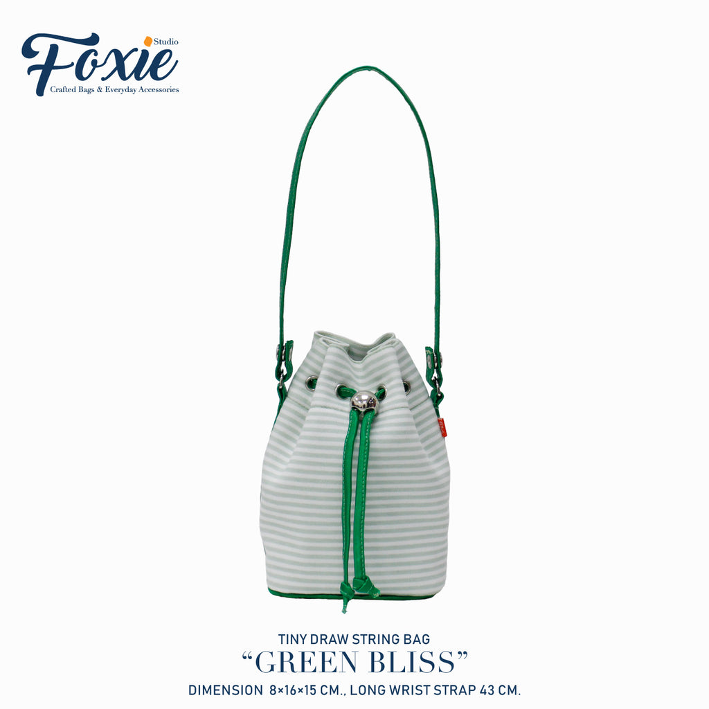 Tiny Drawstring Bags : Green Bliss - Green Stripe