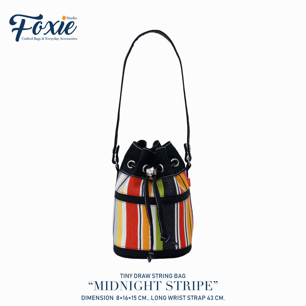 Tiny Drawstring Bags : Midnight Stripe - Colorful Vibrant