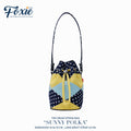 Tiny Drawstring Bags : Diamond Quilted Polka Dot - Yellow/Blue
