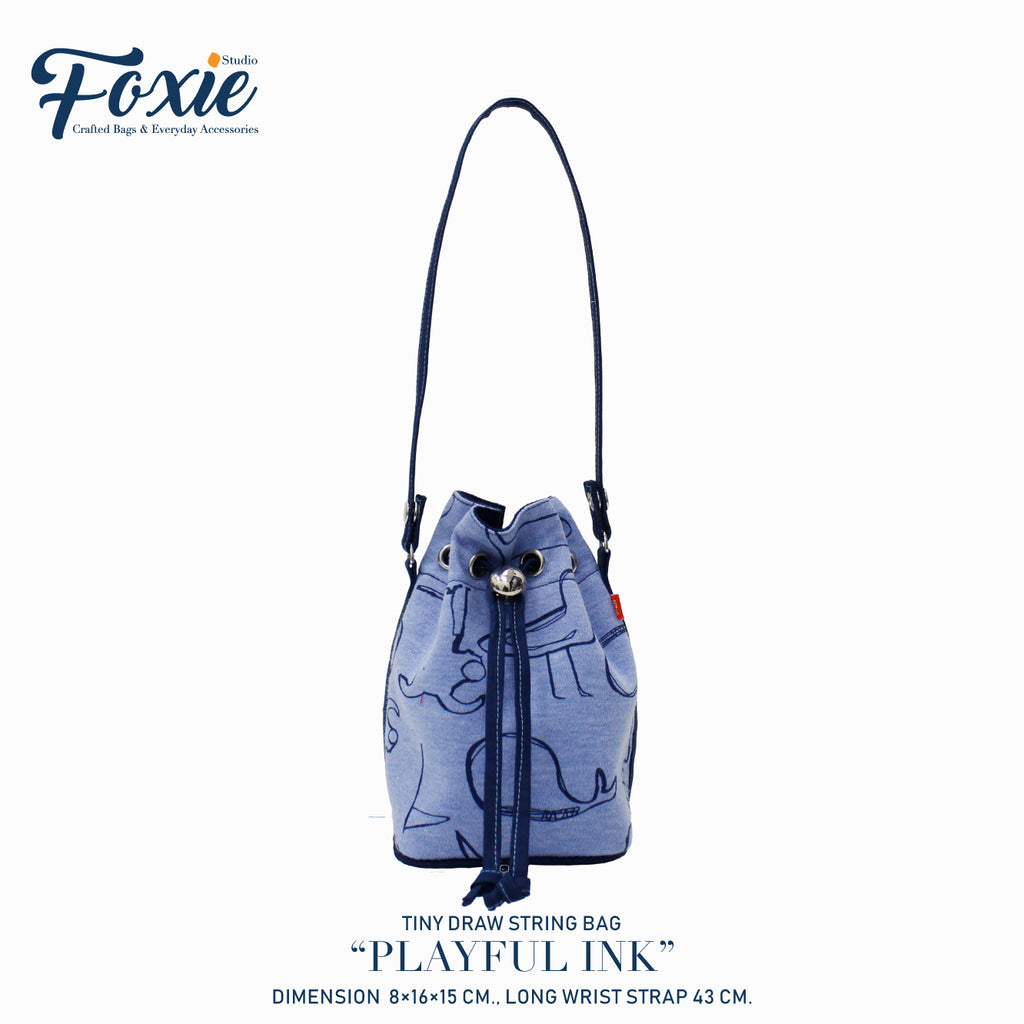 Tiny Drawstring Bags : Playful Ocean - Blue dyed