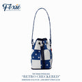 Tiny Drawstring Bags : Retro Checkered -White/Blue Polka Dot