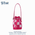 Tiny Drawstring Bags : Pink Checkered-Pink Velvet
